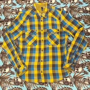H&M Plaid Button Dress Shirt. Blue, Yellow, Black  Medium Slim Fit